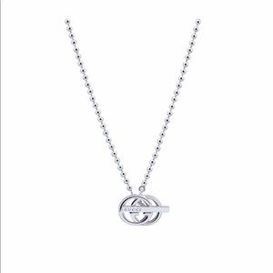 Gucci Sterling Silver Britt Double G Bar Necklace